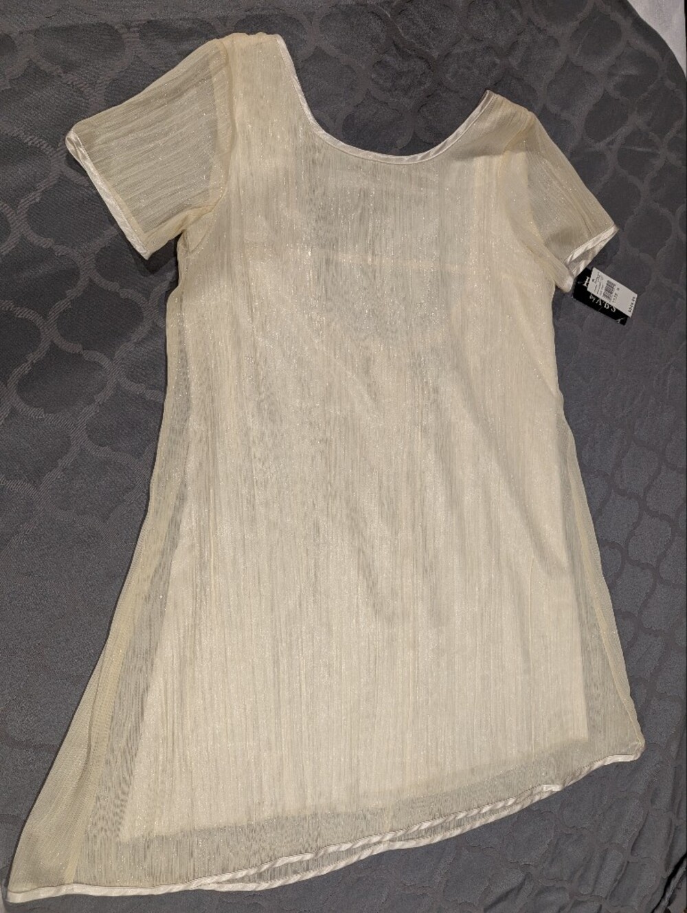 Women's Cream Short-Sleeve Mini Dress with Subtle Sheen